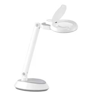 OttLite LED Magnifier Desk Lamp PL-0108 White Folding Adjustable Task Light